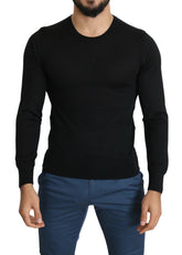 Dolce & Gabbana Black Cashmere Crewneck Pullover Sweater